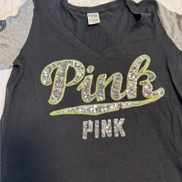 PINK Victoria's Secret Black and Gray Shirt - Picture 2 of 8